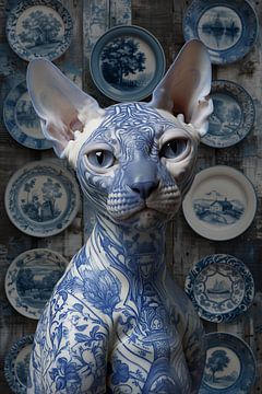 The Cat With The Delft Blue Tattoo van Studio Ypie