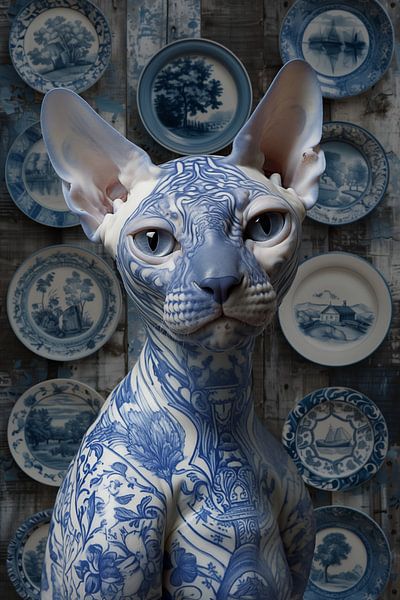 The Cat With The Delft Blue Tattoo by Studio Ypie