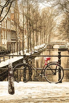 Binnenstad van Amsterdam Nederland Winter van Hendrik-Jan Kornelis