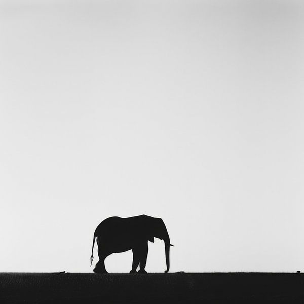 Elefanten-Silhouette in Schwarz-Weiß von Poster Art Shop