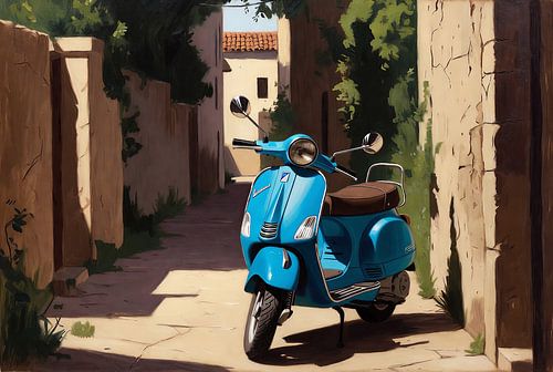 Blauwe scooter