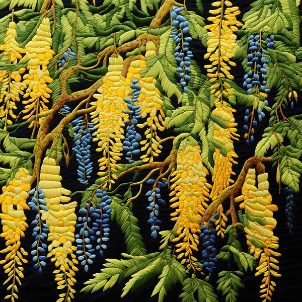 Embroidery needlework lush laburnum tapestry by gm_designs