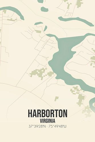 Alte Karte von Harborton (Virginia), USA.