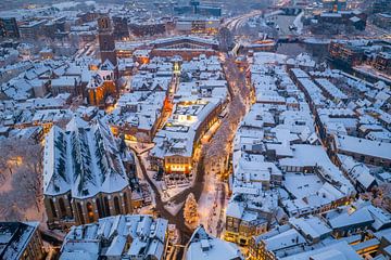 Zwolle Grote Markt winter aerial view during sunset by Sjoerd van der Wal Photography