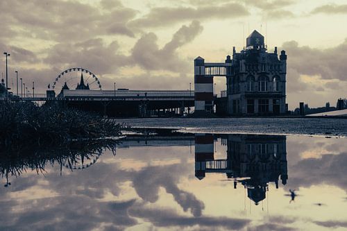 Reflection in puddle of water, Antwerp