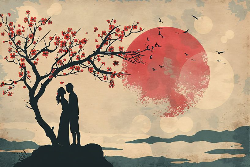 Romantische ontmoeting bij zonsondergang van Art & Soul Creations