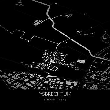 Zwart-witte landkaart van Ysbrechtum, Fryslan. van Rezona