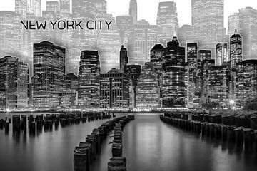 MANHATTAN Skyline | Graphic Art | wit van Melanie Viola