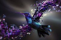 Colibri abstrait violet