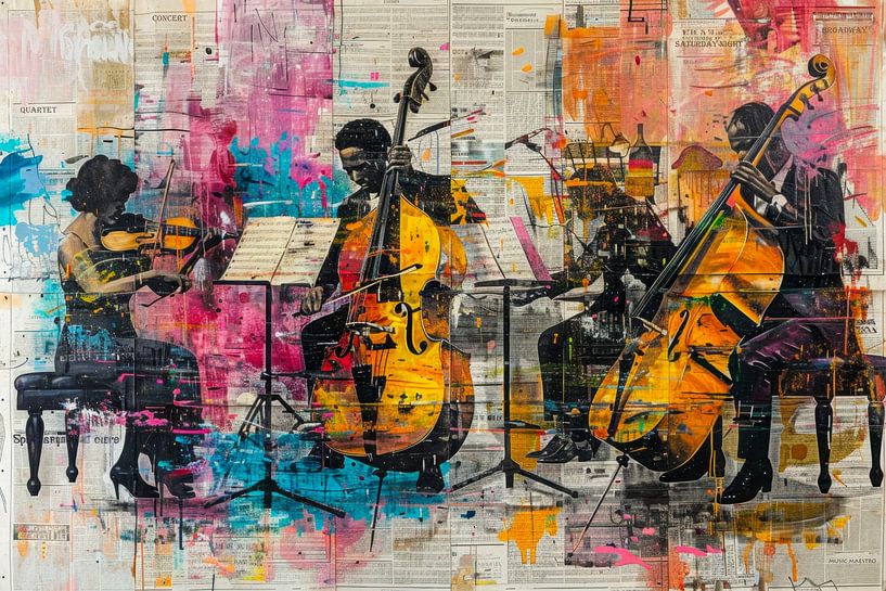 String Quartet Graffiti - Colorful Urban Painting by BowiScapes abstract and digital art