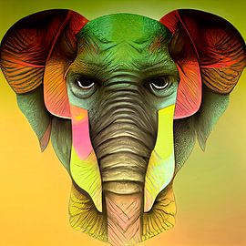 Elephant portrait in golden sunlight