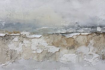 Abstract schilderij beige grijs met structuur