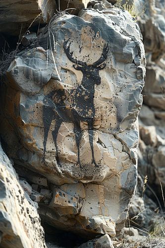 Hert Geportretteerd op Gevlekte Rots