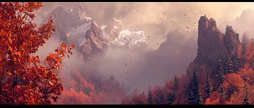 Herfstlandschap met bergen van Poster Art Shop