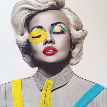Collage popart geinspireerd door de looks van Marilyn Monroe van Carla Van Iersel