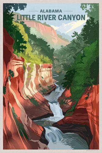 Little River Canyon, Alabama Vintage Reisposter