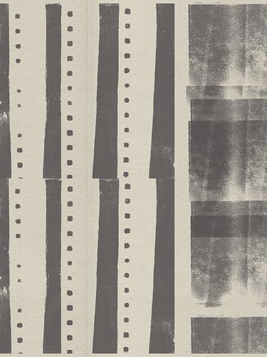 Geometrisch patroon. Vormen in donker taupe en wit.