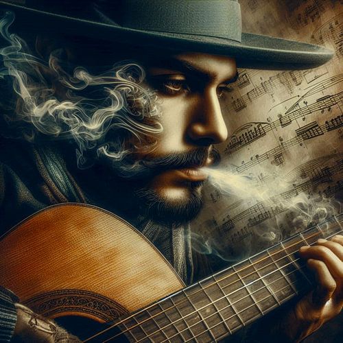 close up van een man met gitaar