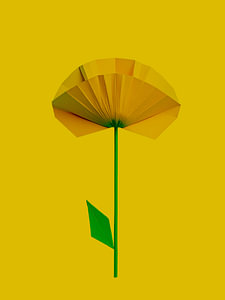 Origami - Minimalistischer Mohn in Senfgelb