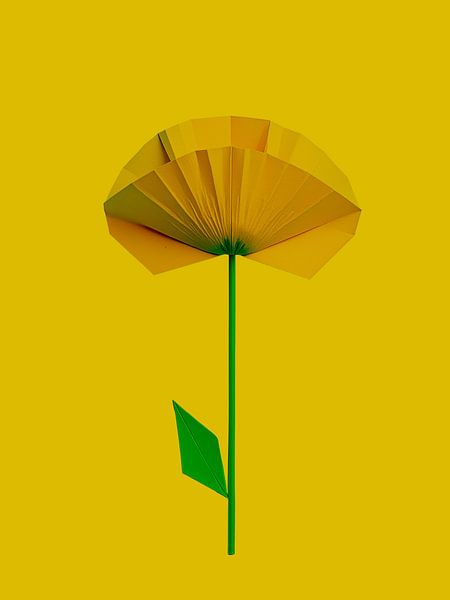 Origami - Coquelicot minimaliste en jaune moutarde par STUDIO MINIMAL ART