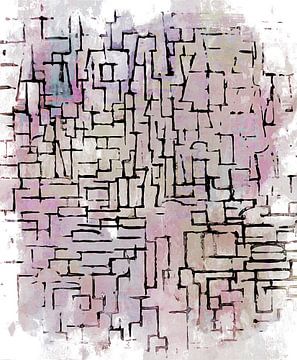 Retro Abstract Geïnspireerd door Piet Mondriaan van FRESH Fine Art