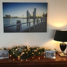 Klantfoto: Rotterdam Skyline vanaf Katendrecht van Mark De Rooij, op canvas