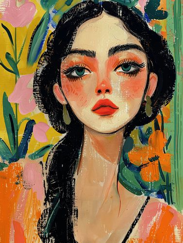 Kleurrijk portret, moderne illustratie