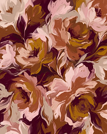 Abstraktes Blumenmuster in warmen Farbtönen von Your unique art