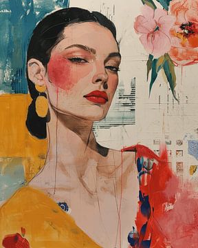Buntes Porträt in Pastellfarben von Carla Van Iersel