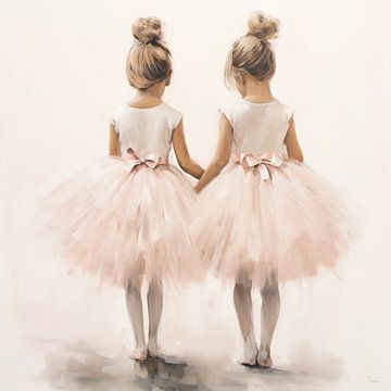 Twee ballerina's in roze tinten van Lauri Creates