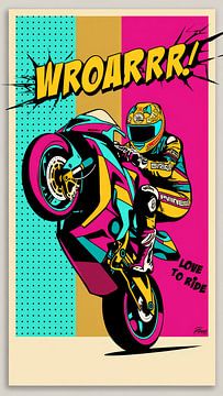 Pop-art: WROARRR! Liefde voor stunts van MotorPoster