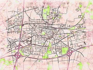 Kaart van Unna in de stijl 'Soothing Spring' van Maporia