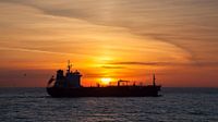Ship by sunset