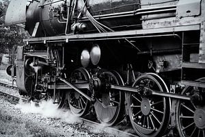 Locomotive à vapeur en noir et blanc sur Sjoerd van der Wal Photographie