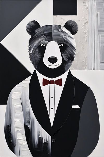 Geometric bear in dinner jacket by Art & Soul Creations