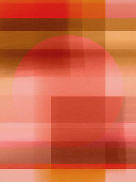 Art géométrique abstrait de style rétro dans des tons chauds de rouge et de terracotta sur Dina Dankers