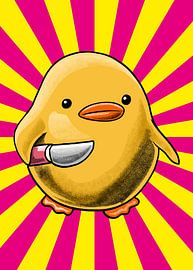 Mème de poussin avec un couteau