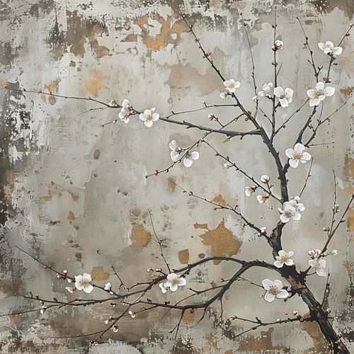 Blüte in chinesischer Tuschewachs-Technik