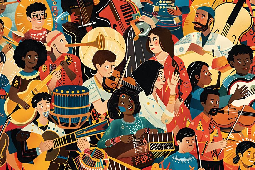 Colourful musicians in lively harmony by Imperial Art House