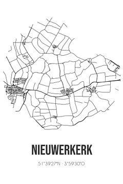 Nieuwerkerk (Zeeland) | Landkaart | Zwart-wit van MijnStadsPoster