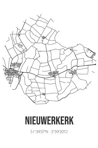 Nieuwerkerk (Zeeland) | Landkaart | Zwart-wit