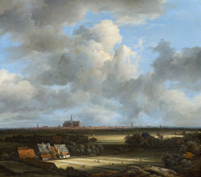Ansicht von Haarlem mit Bleichen im Vordergrund, Jacob van Ruisdael von Meisterhafte Meister