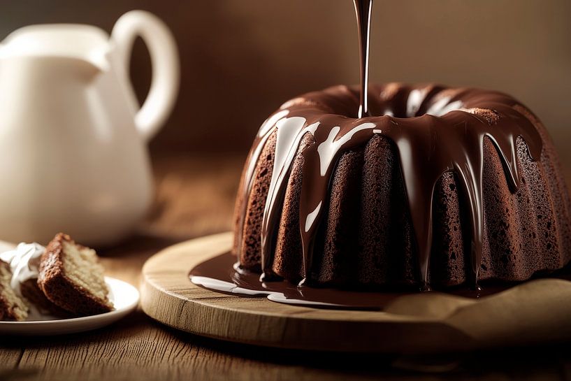 Chocoladetaart met glazuur - Verleidelijk van Poster Art Shop