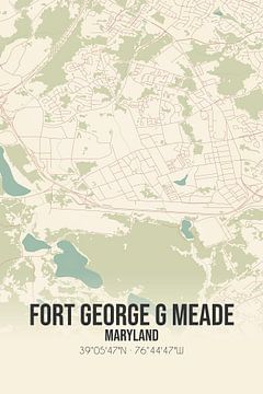 Vintage landkaart van Fort George G Meade (Maryland), USA. van MijnStadsPoster