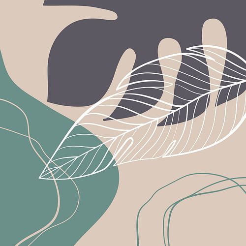 Feuilles, formes et lignes stylistiques : sable, marron et essence