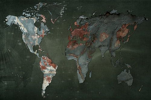 Werelkaart, roest en oude verf
