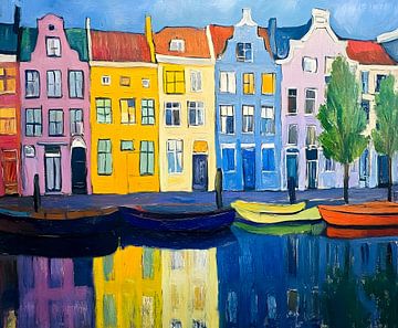 Kleurrijk Waterfront: Een Sprookje van Reflecties en Leven van But First Framing