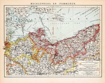 Vintage kaart Mecklenburg en Pommeren van Studio Wunderkammer