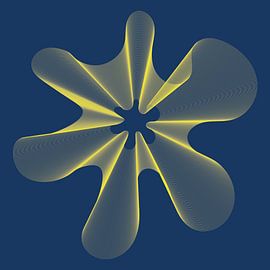 Figure de lignes jaunes sur fond bleu sur Michar Peppenster