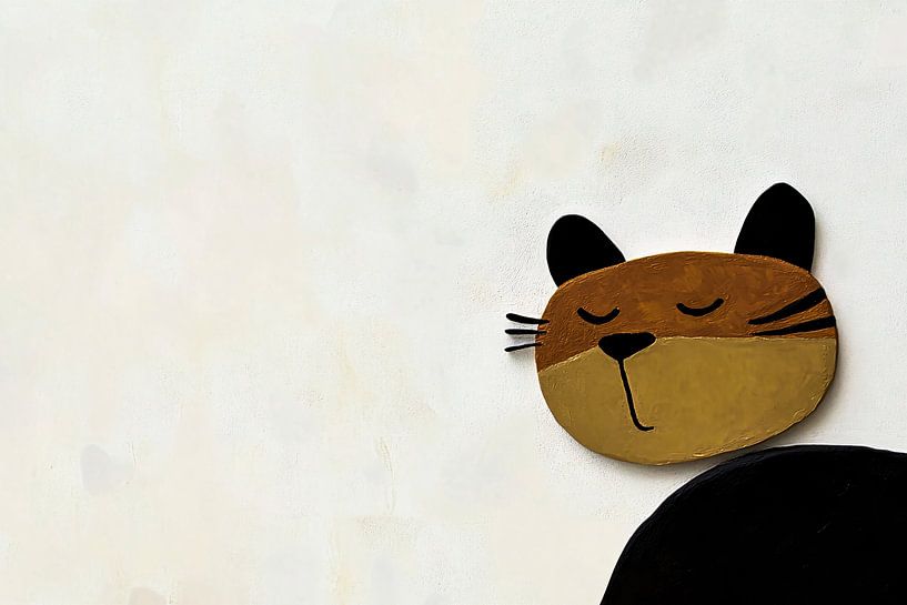 Chat minimaliste sur un mur par Art & Soul Creations